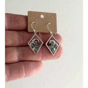 Sterling Silver Three Ocean Wave Dangle Earrings, Ocean Wave Dangle Earrings